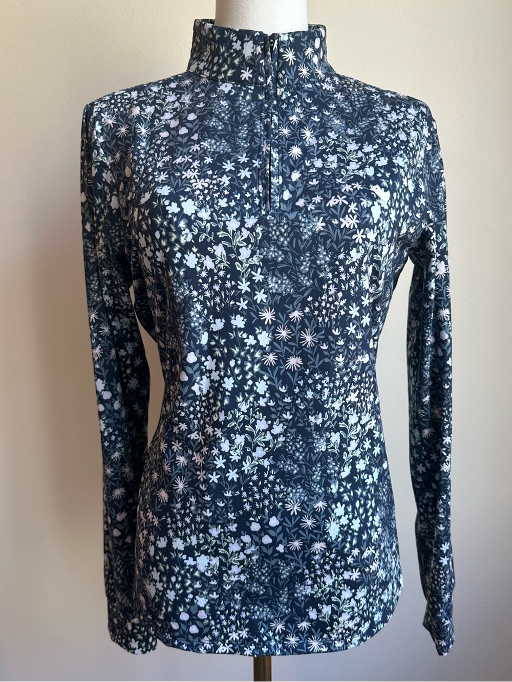 Bad Birdie Velocity Quarter Zip Golf Navy Floral Bloom Long Sleeve Top - SIZE M - Picture 2 of 9